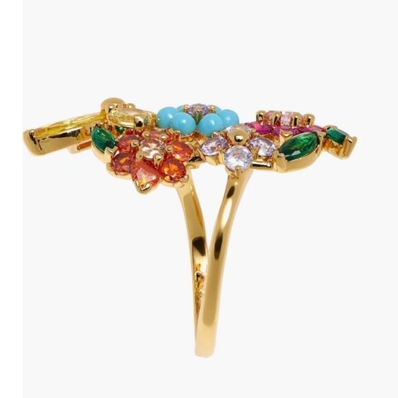 Kate Spade Saturday New Bloom Floral Statement Ring is 18k gold vermeil - Picture 2 of 5